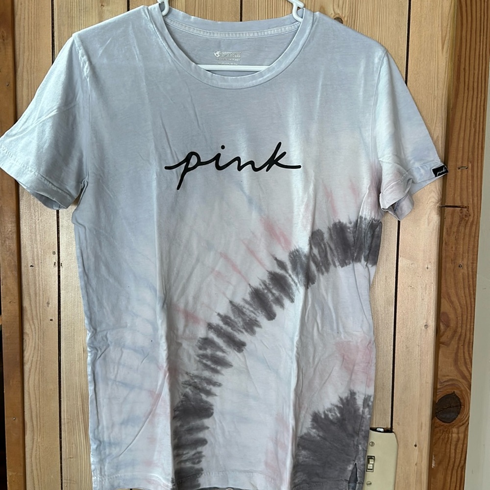 Pink tie dye short sleeve tee